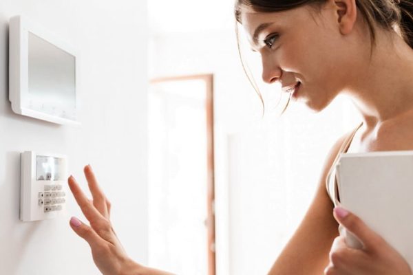 woman configuring home access control